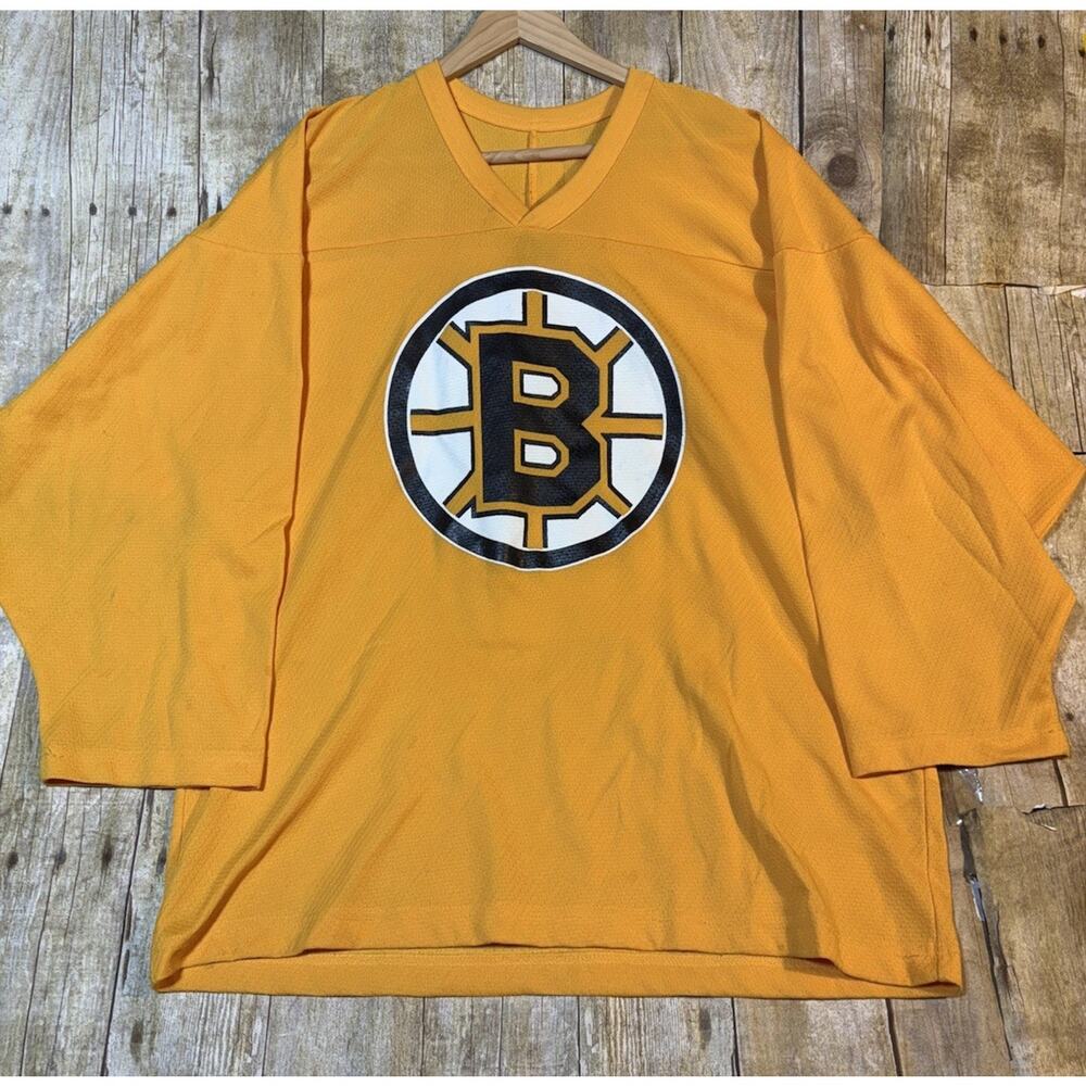 Vintage 70s 80s CCM NHL Mens Medium Boston Bruins Yellow #7 Hockey Jersey *flaw